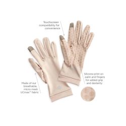 Coolibar 50 SPF driving gloves with touchscreen compatibility (Beige colour)