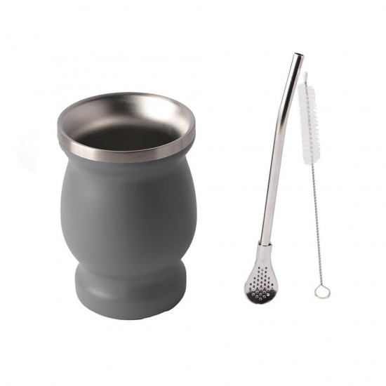 كوب متة مع مصاص وفرشاة تنظيف