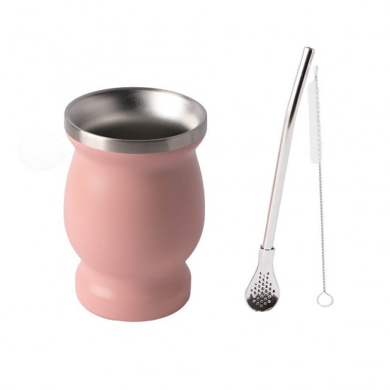 كوب متة مع مصاص وفرشاة تنظيف