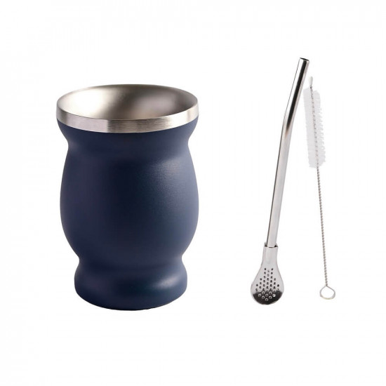 كوب متة مع مصاص وفرشاة تنظيف