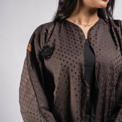 عباية تافتا منقط بأسود