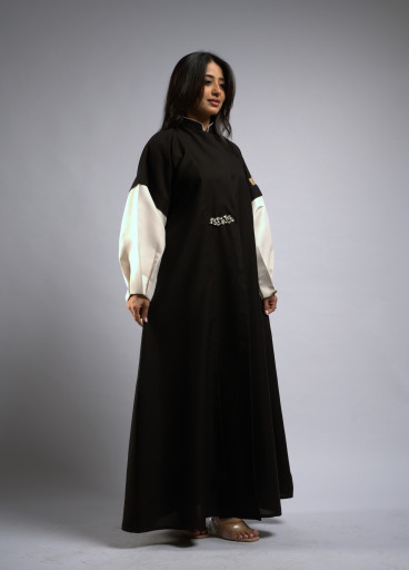 عباية تافتا كريب لونين