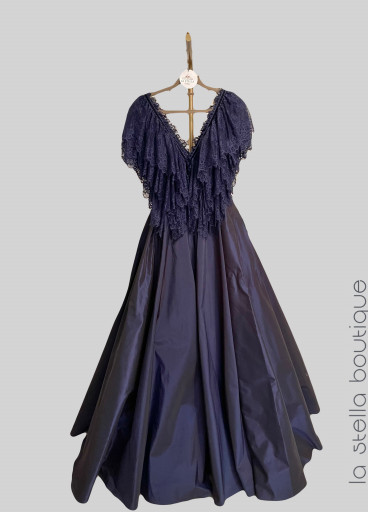 Navy  Dantail -Taffeta Gown