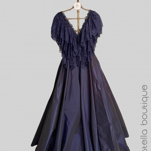 Navy  Dantail -Taffeta Gown