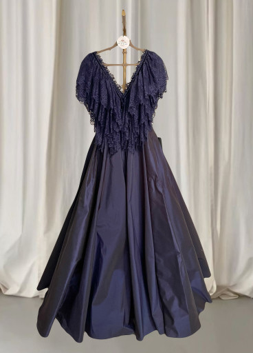 Navy  Dantail -Taffeta Gown