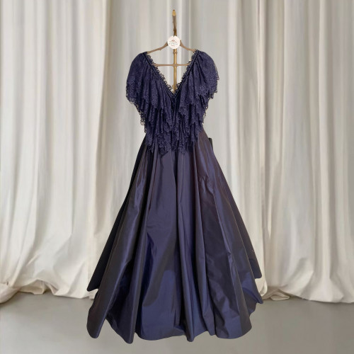 Navy  Dantail -Taffeta Gown