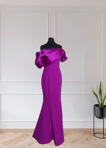 Crepe -Taffeta Satin Gown