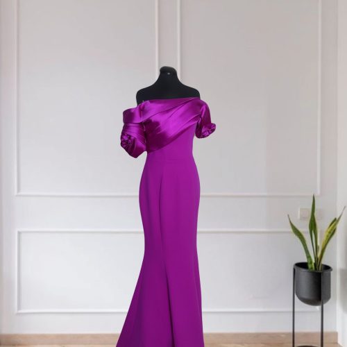 Crepe -Taffeta Satin Gown