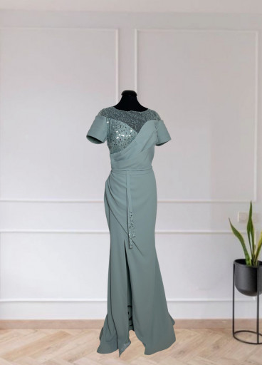  Tiffany Embellished Crepe Gown 