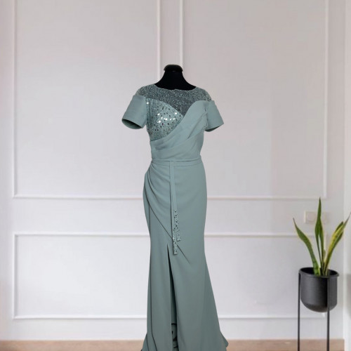  Tiffany Embellished Crepe Gown 