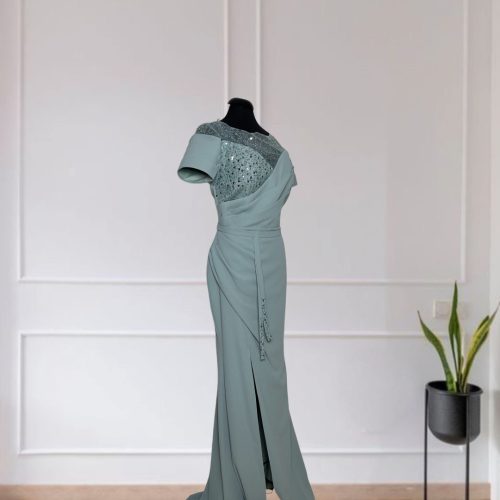  Tiffany Embellished Crepe Gown 