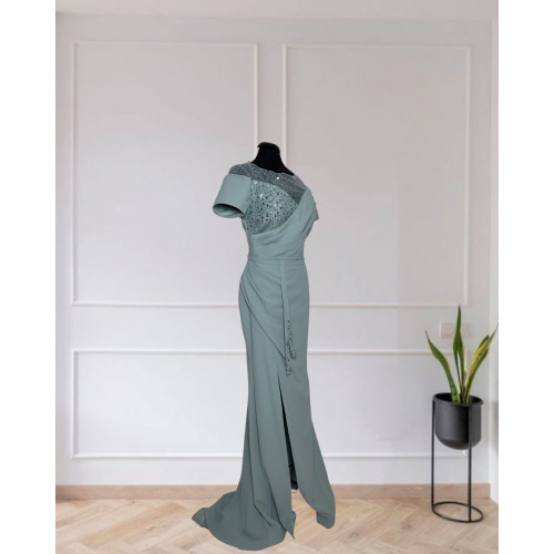  Tiffany Embellished Crepe Gown 