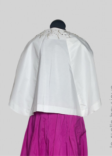 Drop Shoulder Balloon Collar Taffeta Jacket