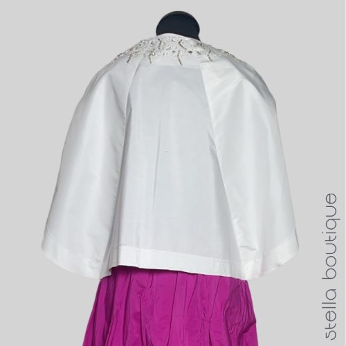 Drop Shoulder Balloon Collar Taffeta Jacket