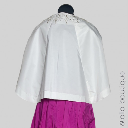 Drop Shoulder Balloon Collar Taffeta Jacket