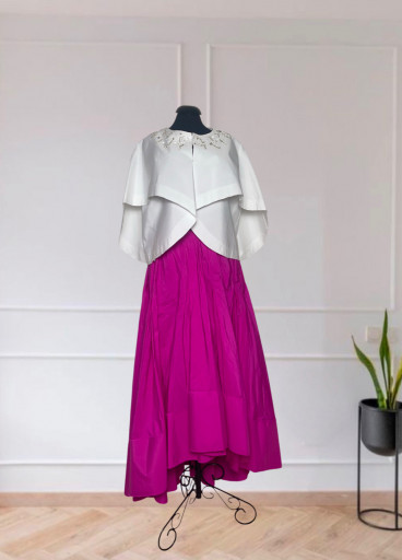 Drop Shoulder Balloon Collar Taffeta Jacket