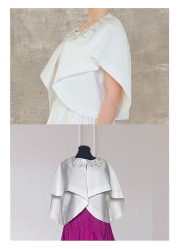 Drop Shoulder Balloon Collar Taffeta Jacket