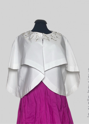 Drop Shoulder Balloon Collar Taffeta Jacket