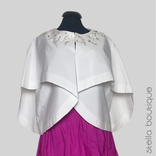 Drop Shoulder Balloon Collar Taffeta Jacket