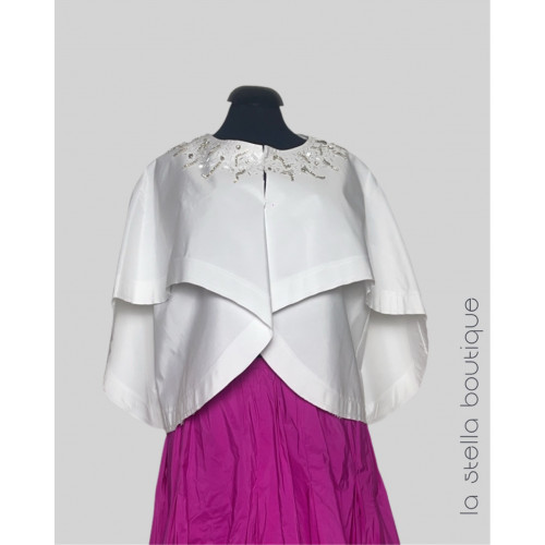 Drop Shoulder Balloon Collar Taffeta Jacket