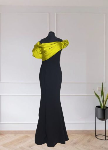 Crepe -Taffeta Satin Gown