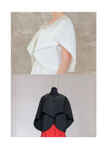 Drop Shoulder Balloon Collar Taffeta Jacket