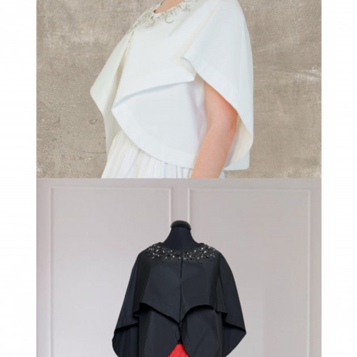 Drop Shoulder Balloon Collar Taffeta Jacket