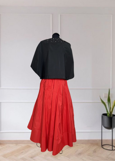 Drop Shoulder Balloon Collar Taffeta Jacket