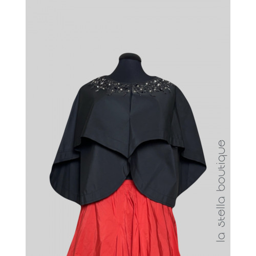 Drop Shoulder Balloon Collar Taffeta Jacket