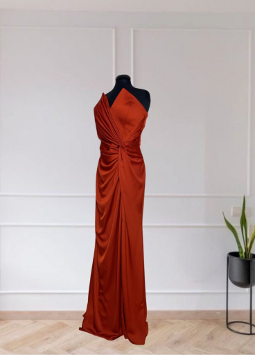 Strapless Satin Evening Dress