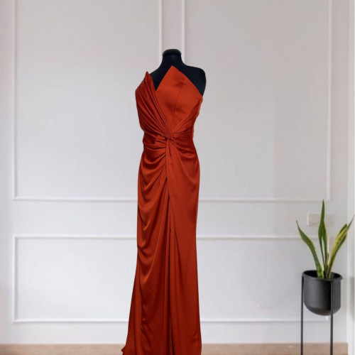 Strapless Satin Evening Dress