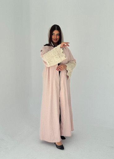 عباية لينين مع كم كروشيه