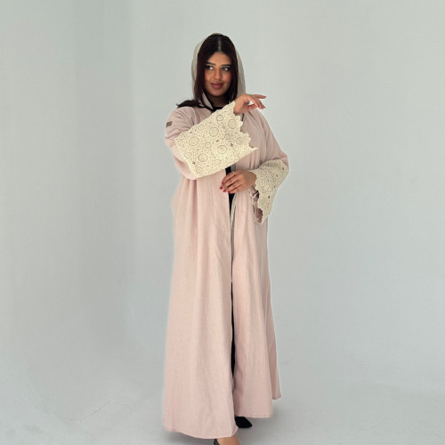 عباية لينين مع كم كروشيه