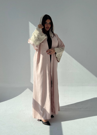 عباية لينين مع كم كروشيه