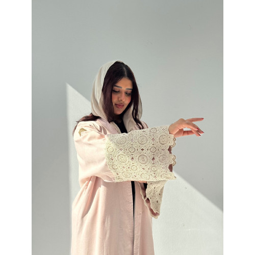 عباية لينين مع كم كروشيه