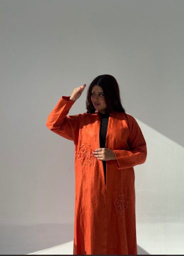 Embroidered Linen Abaya Embroidered Linen Abaya