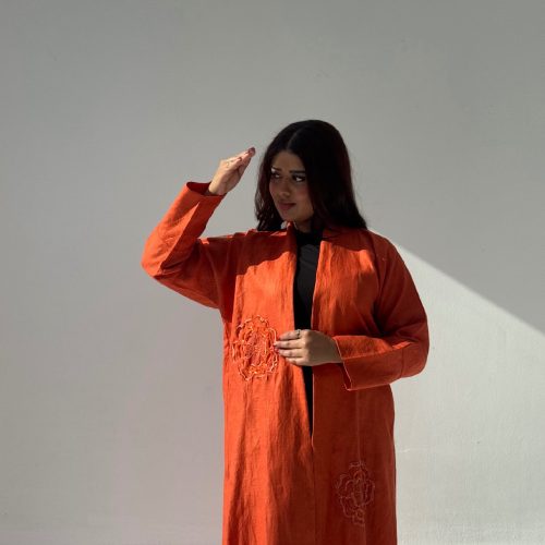 Embroidered Linen Abaya