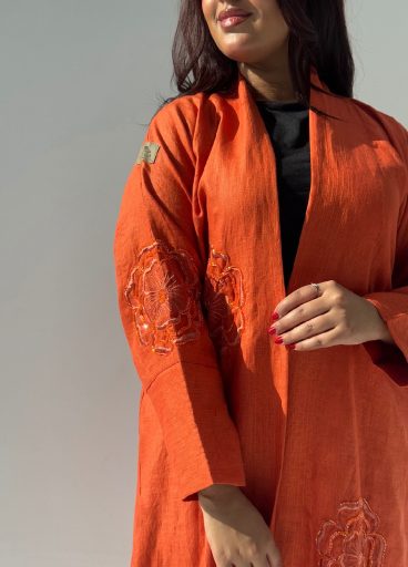 Embroidered Linen Abaya Embroidered Linen Abaya