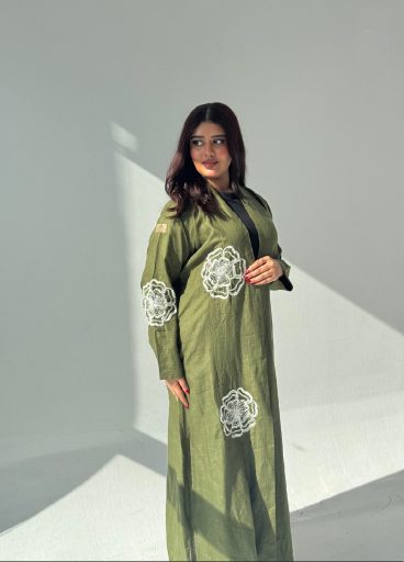 Embroidered Linen Abaya Embroidered Linen Abaya