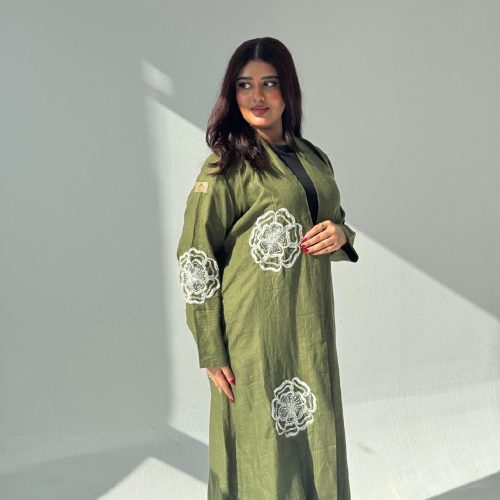 Embroidered Linen Abaya