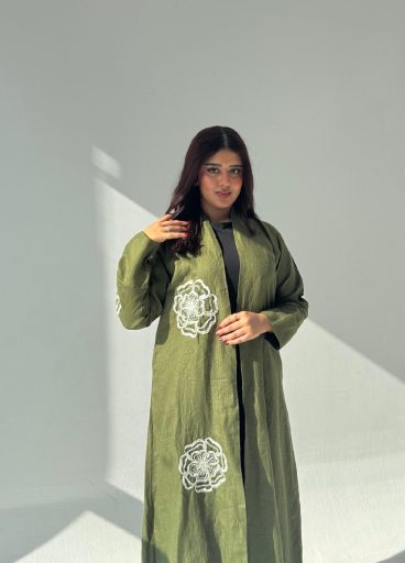 Embroidered Linen Abaya Embroidered Linen Abaya