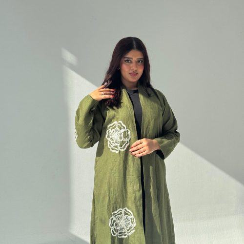 Embroidered Linen Abaya