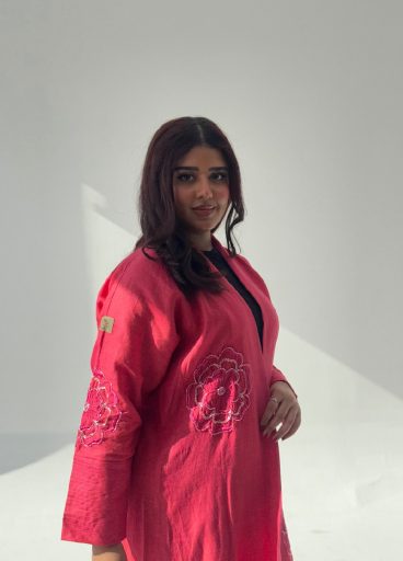 Embroidered Linen Abaya Embroidered Linen Abaya