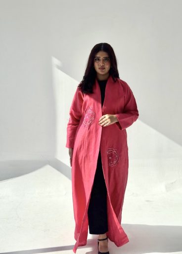 Embroidered Linen Abaya Embroidered Linen Abaya
