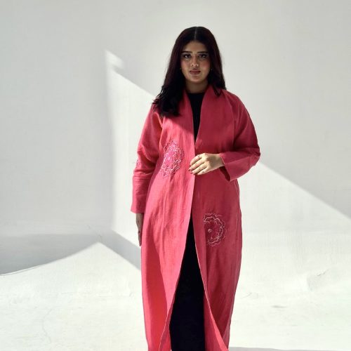Embroidered Linen Abaya
