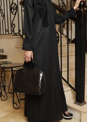  Embroidered Linen Abaya