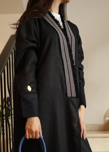 Black Linen Abaya