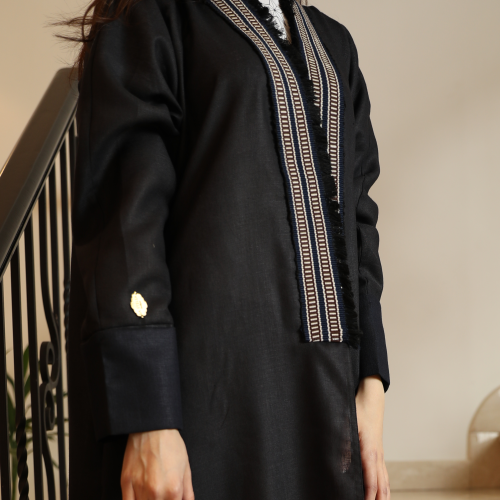 Black Linen Abaya Black Linen Abaya