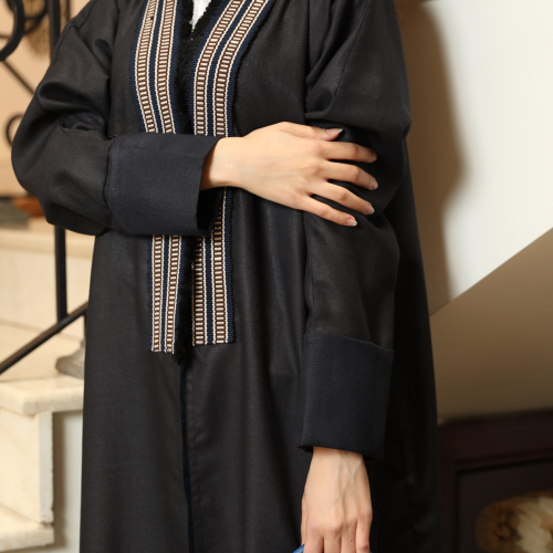 Black Linen Abaya