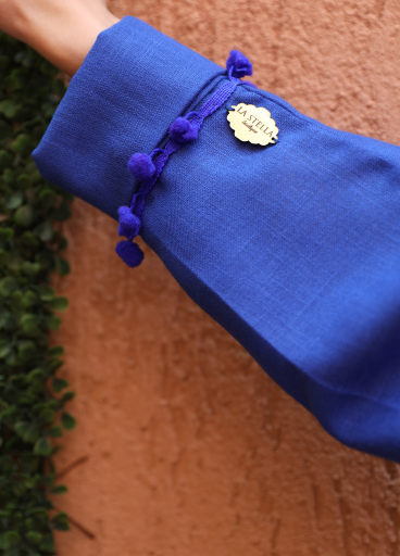 عباية لينين مع كلفة مطرزة 